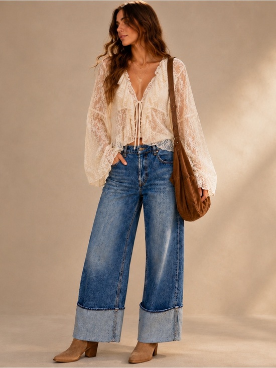 Free People Denim - Free People Final Countdown Cuffed Wide Leg Jeans
Size 27 | NWT | Sold Out Style